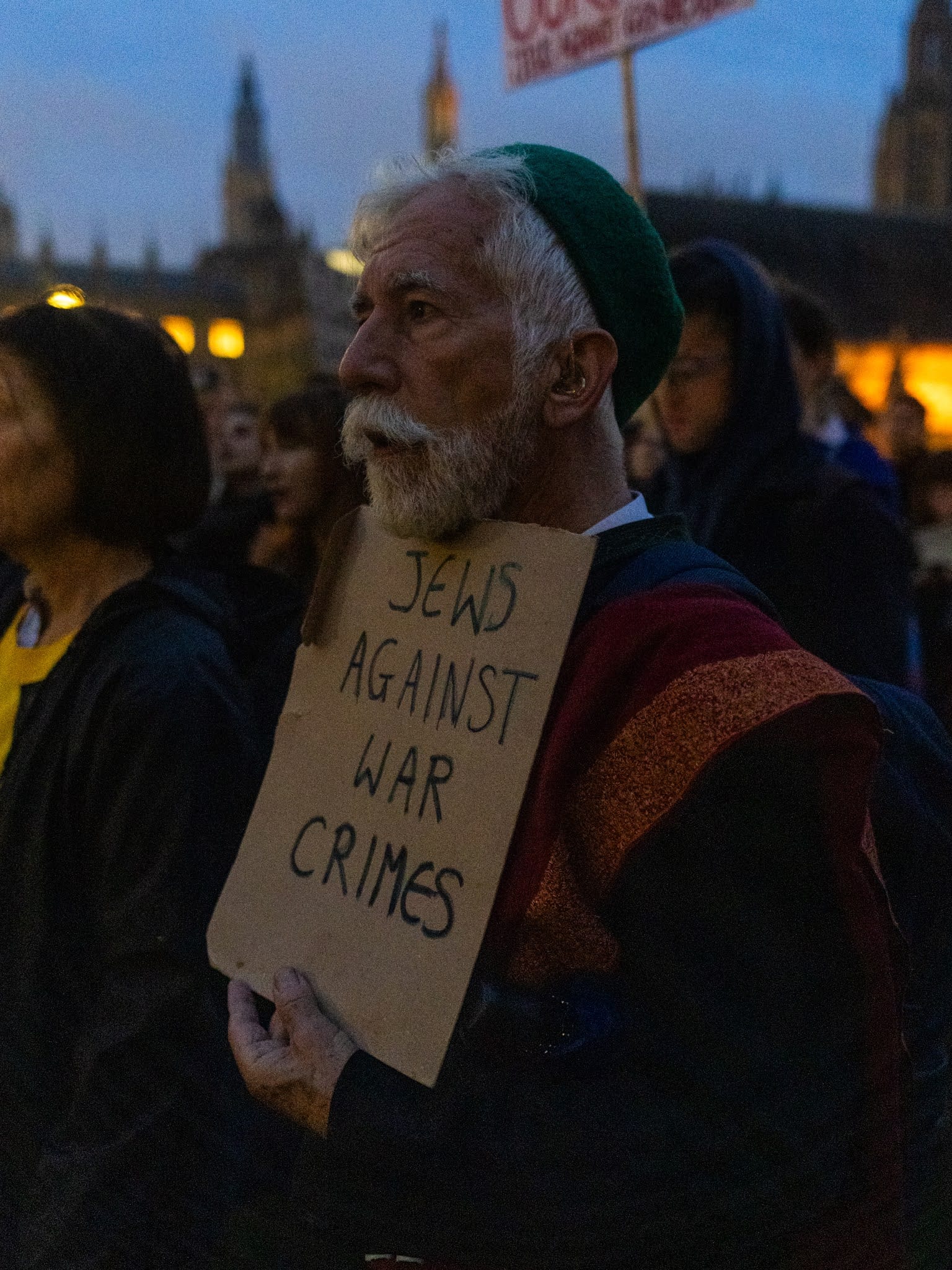Activists join a rally organised by Na'amod in Parliament Square demanding an end to Israel's genocide in Gaza, 19 October, 2023. Credit: Talia Woodin