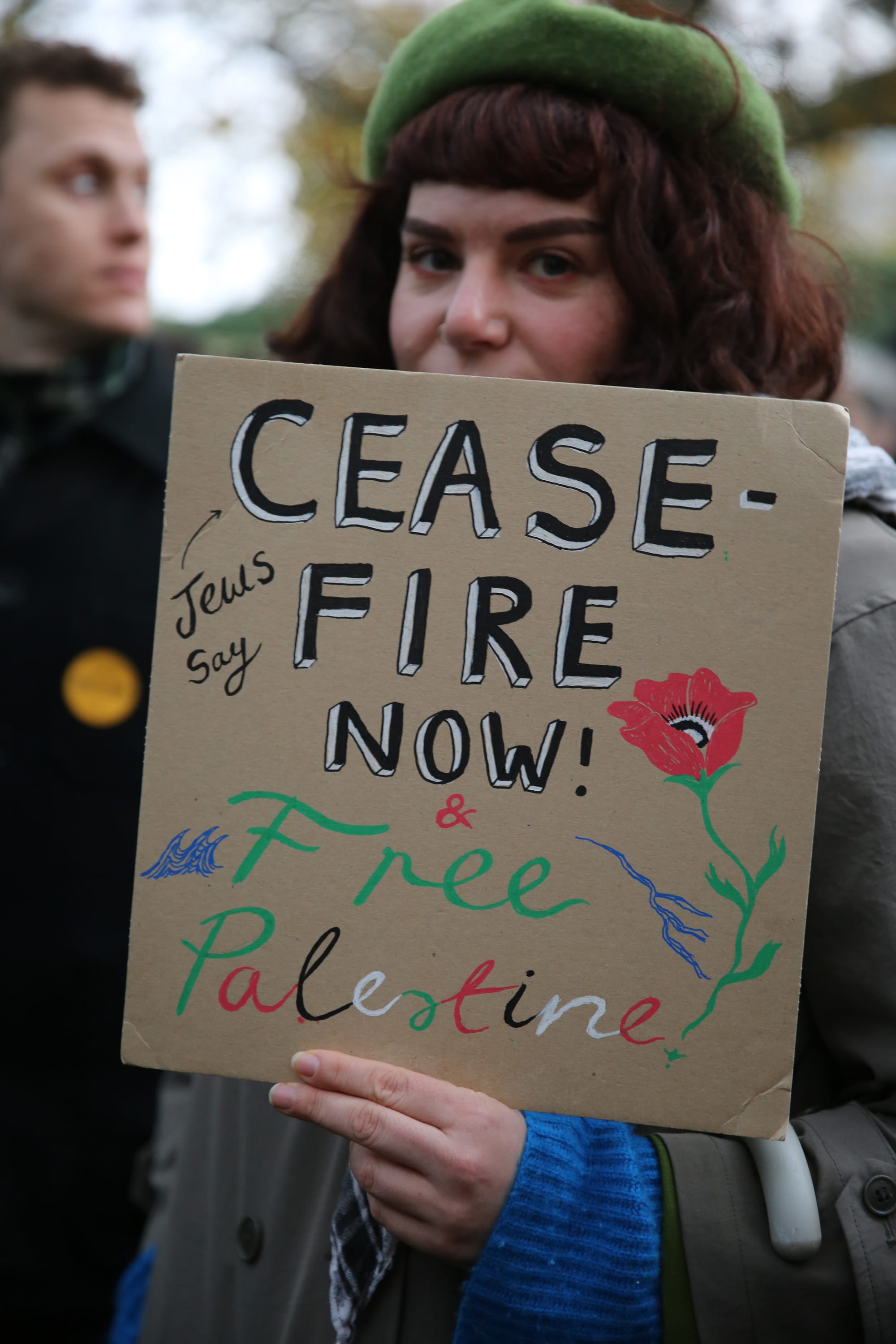 Activists join a rally organised by Na'amod in Parliament Square demanding a ceasefire in Gaza, 19 November, 2023. Credit: Jacob Lazarus