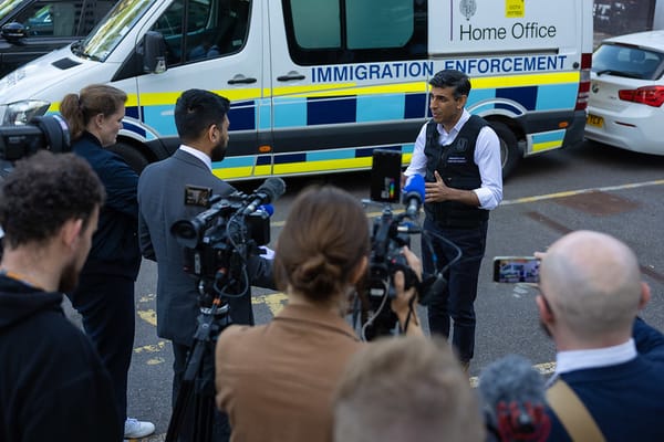 Prime Minister Rishi Sunak observes an immigration visit in June 2023. Credit: No 10 Downing Street